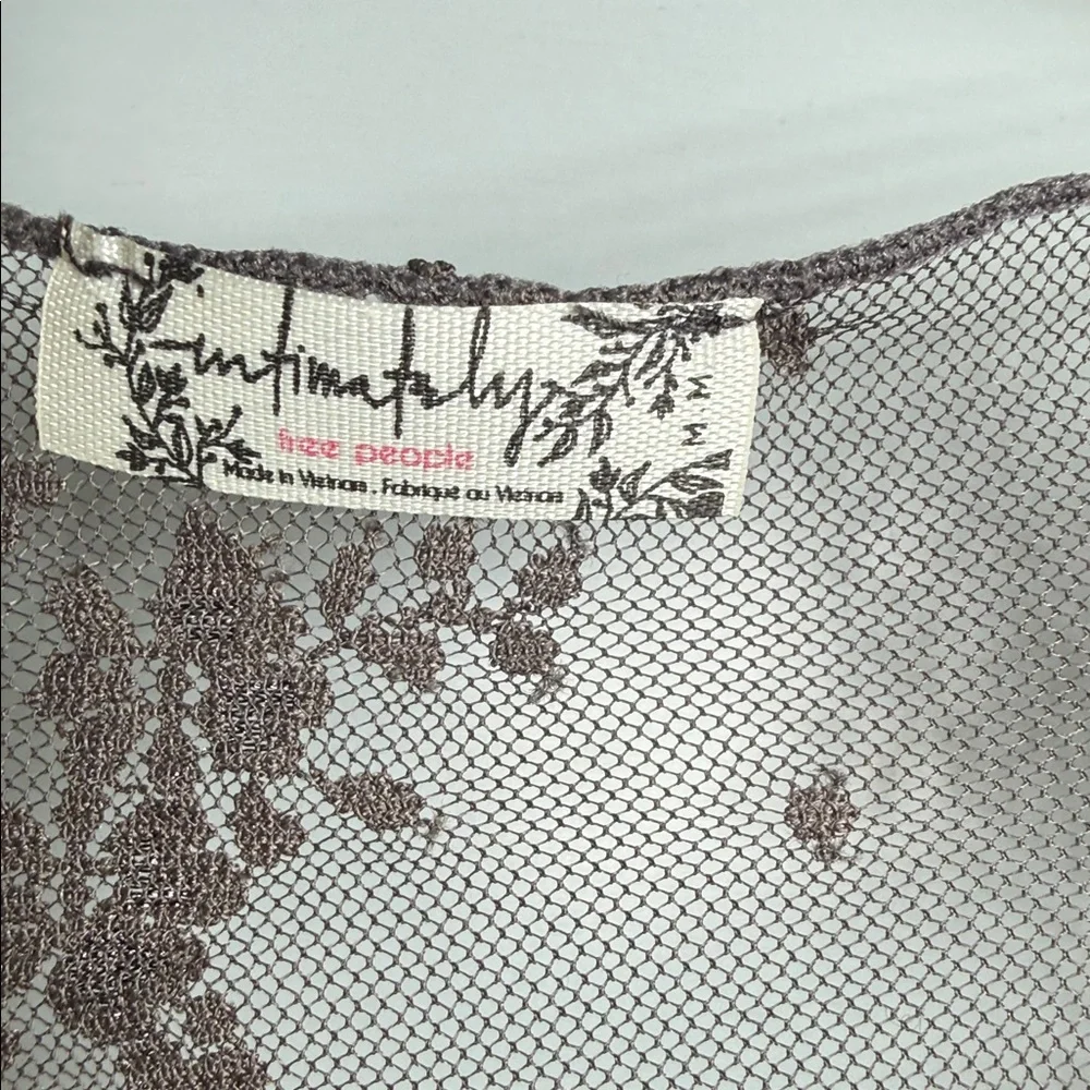 Free People Lux Maxi Slip Dress Mesh Lace Dark Grey Size M NWOT - Picture 4 of 11